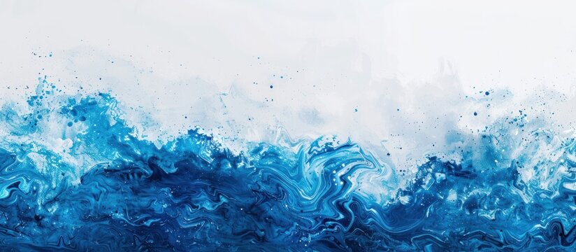 Abstract pattern art blue paint with liquid fluid grunge texture background. AI generated image