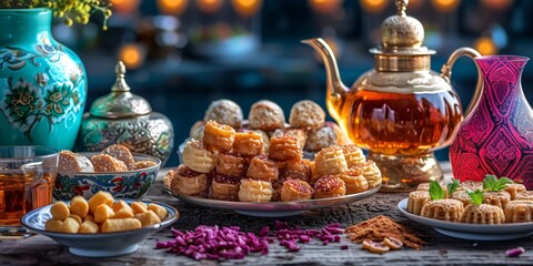 Celebrate the Islamic holy month of Ramadan with traditional Iranian treats, fasting, and prayers for Allah, and exchange Eid Mubarak greetings with a Halal Iftar or Suhoor.