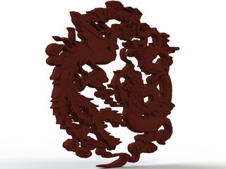 3D Art Dragon and Phoenix Stencil 3D print model