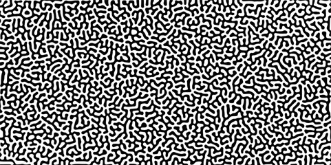 Abstract truing organic wallpaper Turing reaction diffusion monochrome seamless pattern with chaotic motion.generative algorithm psychedelic background. Reaction-diffusion or truing pattern formation.