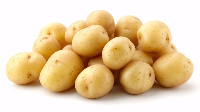 Fresh Unpeeled New Potatoes grenaille potatoes on a blank surface.