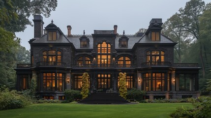 Obraz premium Old English castle. Modern luxury stone castle