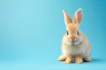 Fototapeta premium bunny easter rabbit, adorable rabbit on a blue background