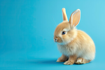 Obraz premium bunny easter rabbit, adorable rabbit on a blue background