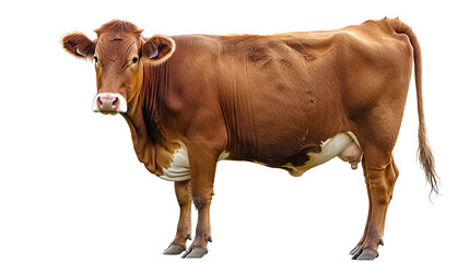 a cow looking at camera isolated on white background