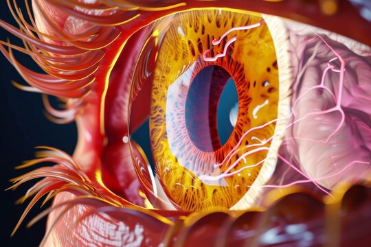 Close up representation of a cross section of the human eye