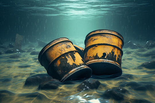 Barrels With Radioactive Waste on the seabed node