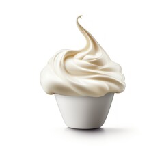 Fototapeta na wymiar Close-up of white natural creamy yogurt in a bowl