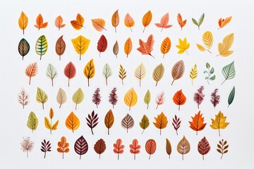 An assortment of colorful leaf illustrations in a collection