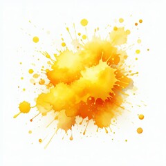 Yellow Watercolor Paint Splash Effect on a White Background