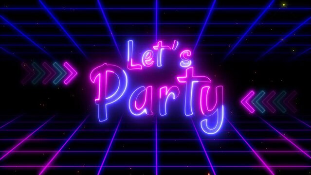 lets party animated neon grid neon party bar cafe looping alpha 4k