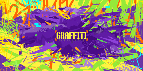 Cool Abstract Colorful Urban Futuristic Hip-Hop Graffiti Street Art Style Vector Background