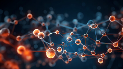 The network structure of chemical bonds at the molecular level consists of lines and dots, dots and connections