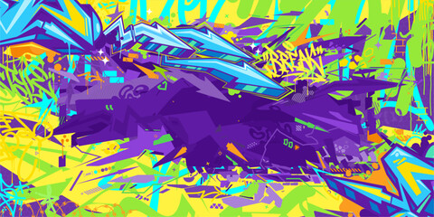 Cool Trendy Abstract Colorful Urban Hip-Hop Graffiti Street Art Style Vector Background