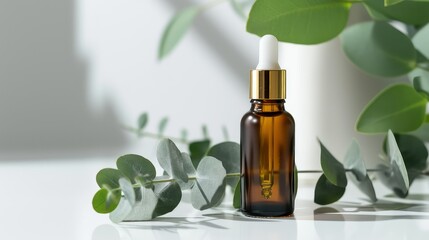 Eucalyptus essential oil dropper cap bottle.