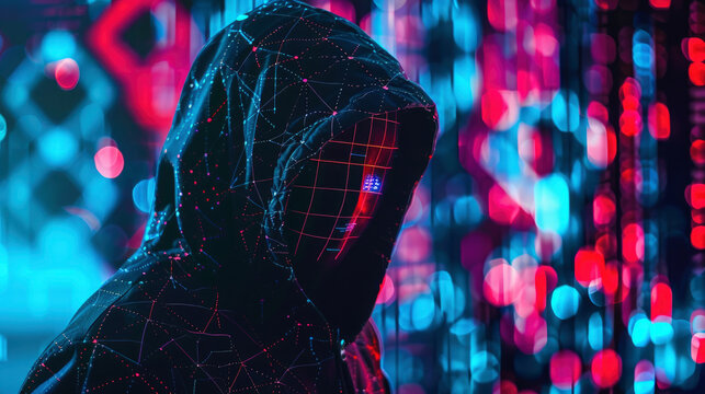 Cyber crime vortex digital hackers navigating neon data streams unseen war