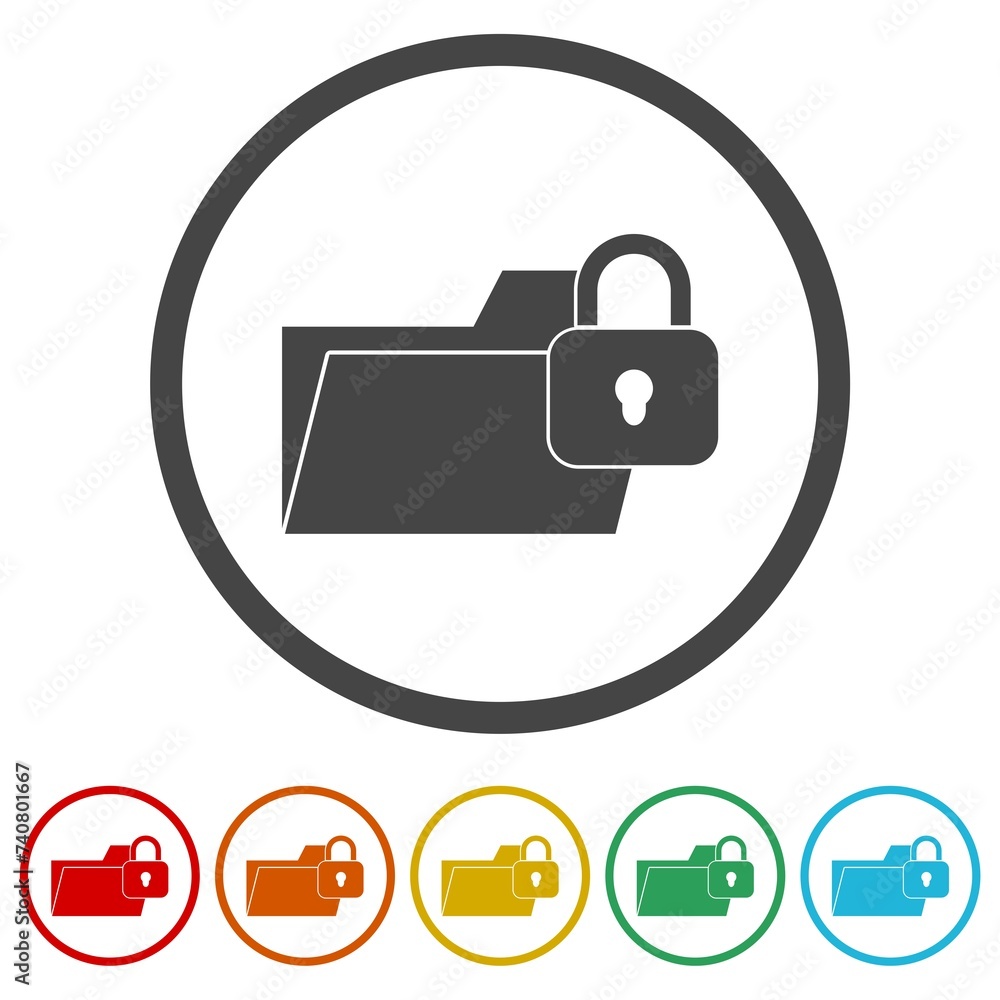 Poster data breach icon. set icons in color circle buttons
