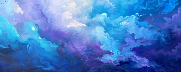 Fototapeta na wymiar Abstract Painting of Blue and Purple Clouds
