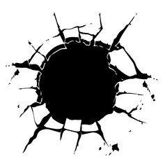 rounded crack, round hole with cracks vector