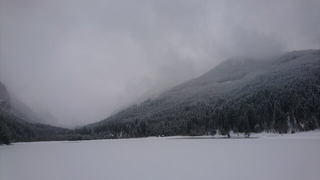 Frozen lake, winter dark mood, Jagersse, Kleinarl, Austria