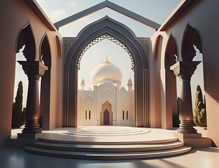 Fototapeta premium islamic ramadan podium with arabic style made with Generative AI 