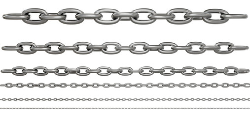 Fototapeta premium 3d illustration of horizontal chains line collection, isolated on transparent background