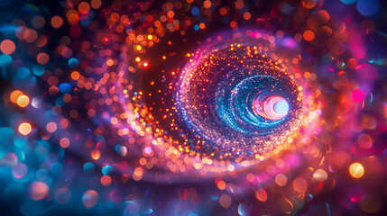 Fototapeta premium Abstract tunnel or wormhole galaxy science fantasy concept design, glitter and blurred vision,