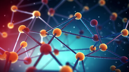 The network structure of chemical bonds at the molecular level consists of lines and dots, dots and connections