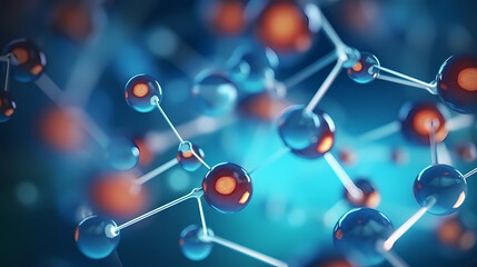 Abstract biotech innovation, dynamic digital background with molecular structure and technology elements