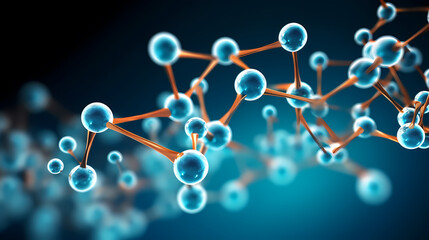 Abstract biotech innovation, dynamic digital background with molecular structure and technology elements