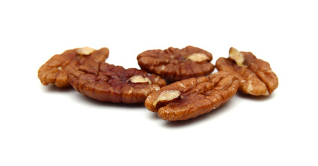Pecans isolated on white background