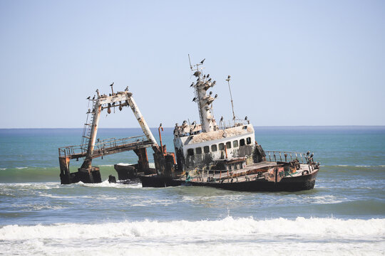 fishing trawler wreck "Zeila" off the skeleton coast in Namibia