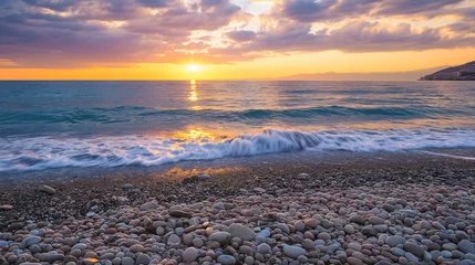Fotobehang sunset on the beach © Hameed