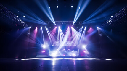 Stage backdrop, bright theater stage and vibrant backdrop