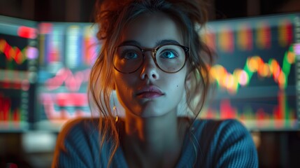 Business data analyst woman using viral ai computer tech