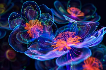 bioluminescent flower at night
