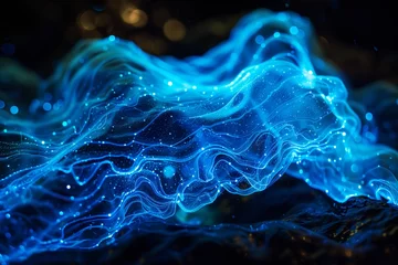 Keuken spatwand met foto abstract blue energy wave background © StockUp