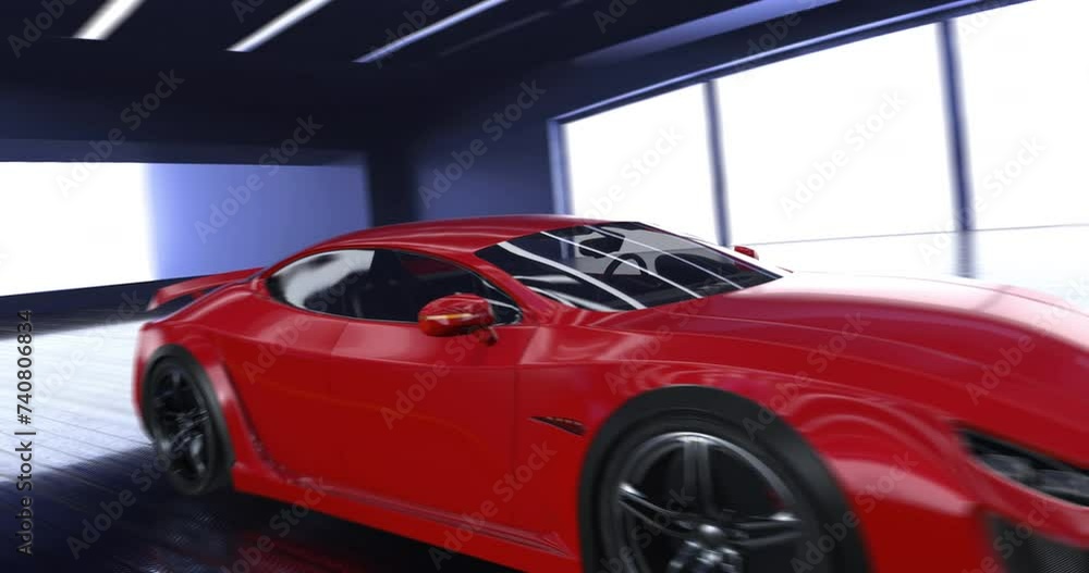 Poster v8 high speed engine. 3d sports car's interior. speeding up. performance sports car and engines rela