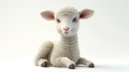 3d cartoon lamb isolated on white background