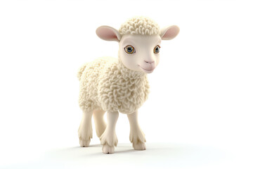 3d cartoon lamb isolated on white background