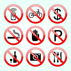 prohibited sign set