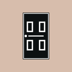 Door icon, flat vector black silhouette illustration of a simple door.