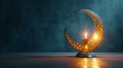 copy space of ramadhan lantern crescent moon shape free space to text