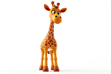 Obraz premium 3d cartoon cute giraffe isolated on white background
