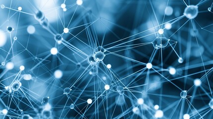 Fototapeta premium Connected points internet of things and machine learning on blurred background with copy space