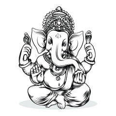 Ganesha illustration vector design on white background