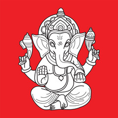 Fototapeta na wymiar Ganesha illustration vector design on red background