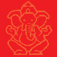 Ganesha illustration vector design on red background