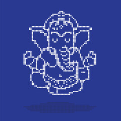 Ganesha pixel art illustration vector design on blue background