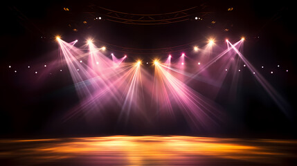 Fototapeta na wymiar Background lighting, theater stage lighting background, spotlights illuminate the stage for opera performances